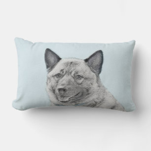 Almofada Lombar Pintura Norueguesa de Elkhound - Arte Original de