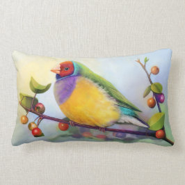 Almofada Lombar Pintura realística do passarinho de Gouldian