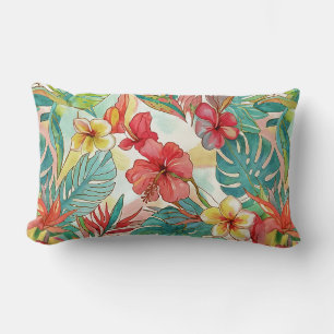 Almofada Lombar PixDezines Retro Hyper H2 Havaí Floral Folhagem