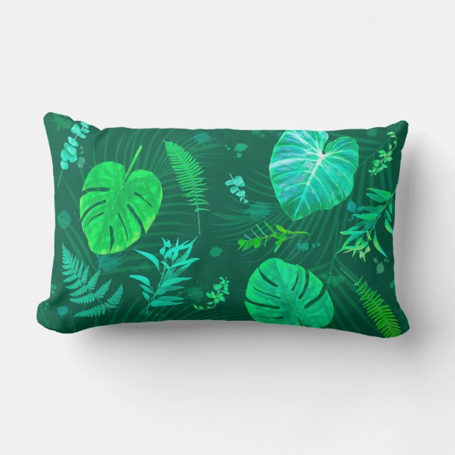 Almofada Lombar Plantas de Folhas Tropicais DK (Frente)