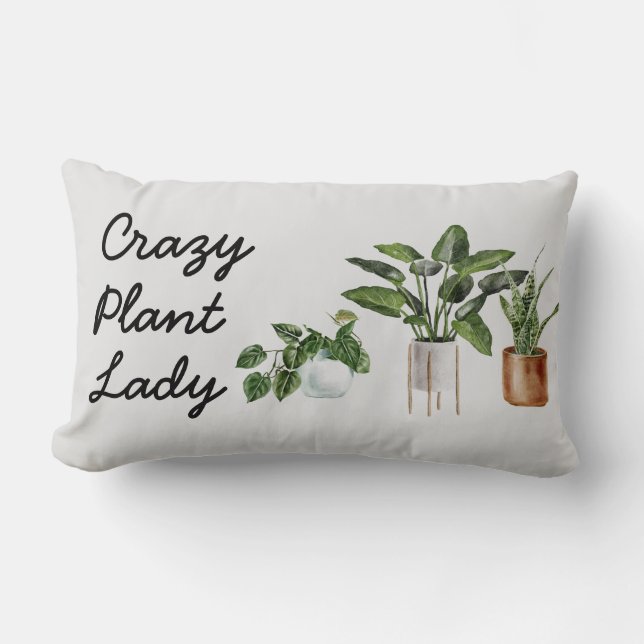 Almofada Lombar Plantas Loucas De Madame Chic Watercolor (Frente)