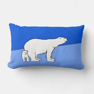 Almofada Lombar Polar Bear Mãe e Pintura em Cubo - Arte Selvagem