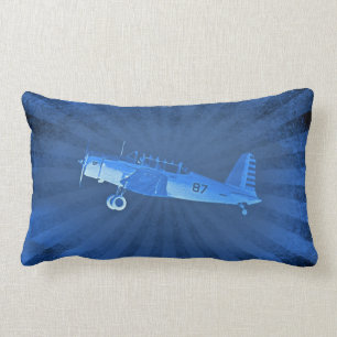 Almofada Lombar Poli lombar azul do avião antigo retro do lutador