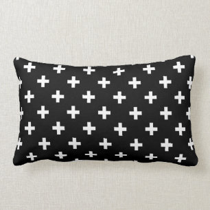 Almofada Lombar Polka branca cruza a preto