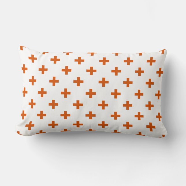Almofada Lombar Polka laranja cruza em branco (Frente)