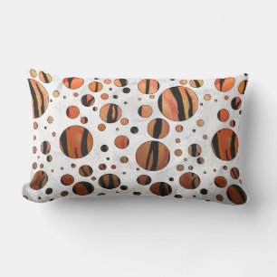 Almofada Lombar Polks Dot Tiger Cor de laranja e Impressão preto