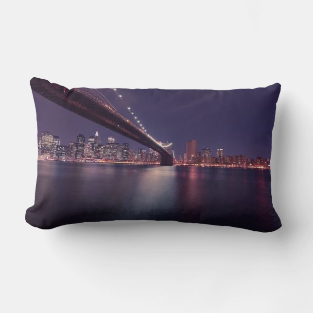 Almofada Lombar Ponte Brooklyn, Luzes de Manhattan, Nova Iorque (Frente)