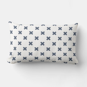Almofada Lombar Pontos crus de cinza azul em branco