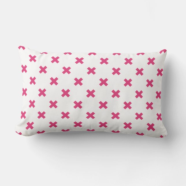 Almofada Lombar Pontos cruzados de Fuchsia em branco (Frente)