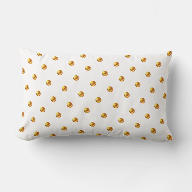 Almofada Lombar Pontos Polka Dourados em Branco  (Frente)