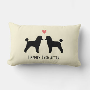 Almofada Lombar Poodles Toy Pretos - Cães de Casamento com Texto