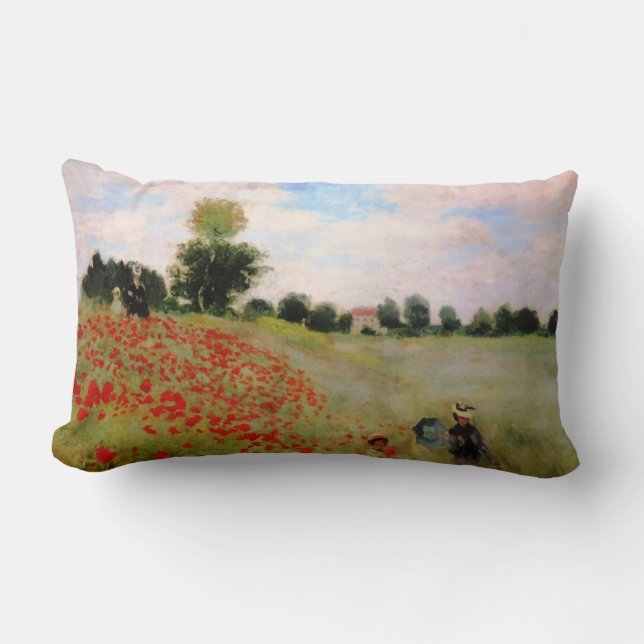 Almofada Lombar Poppies vermelhos por Monet - Mulher Parasol do Ca (Frente)