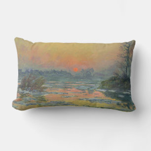 Almofada Lombar Pôr do sol do rio Sena no inverno (Claude Monet)