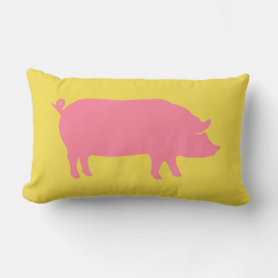 Almofada Lombar Porco cor-de-rosa no amarelo