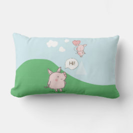 Almofada Lombar Porco Flutuante Bonito Dizendo Oi