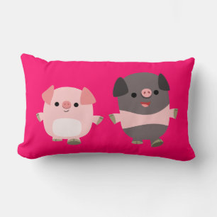 Almofada Lombar Porcos bonitos de desenho em um Travesseiro