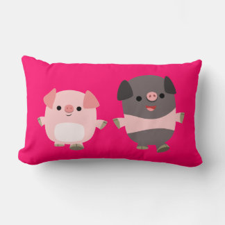 Almofada Lombar Porcos bonitos de desenho em um Travesseiro