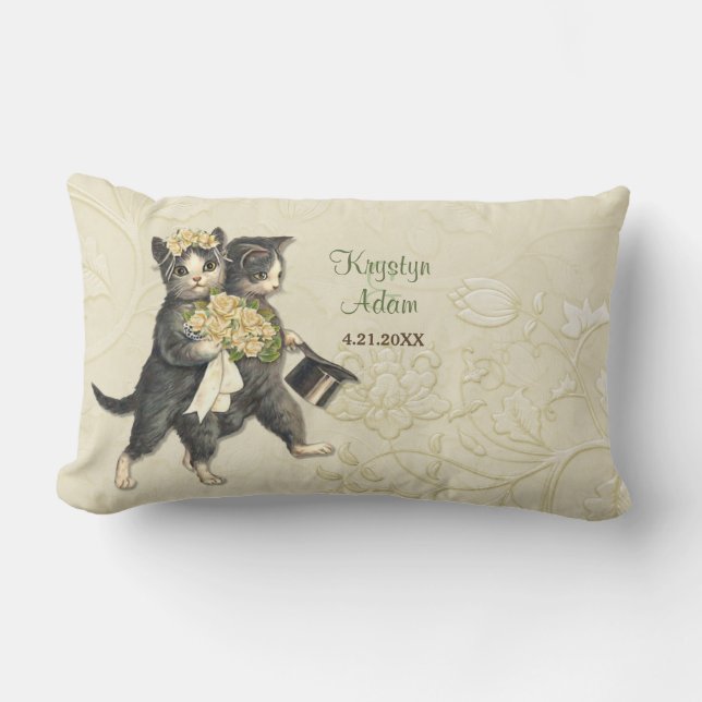 Almofada Lombar Posh Cats Wedding Ivory - Travesseiro lombar (Frente)