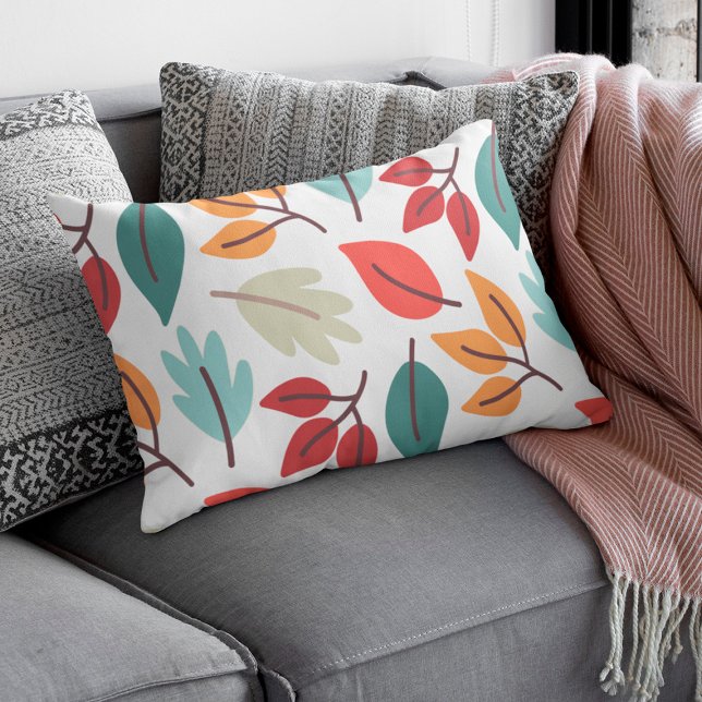 Almofada Lombar Preenchimento Feliz das folhas coloridas do outono (Criador carregado)