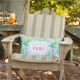 Almofada Lombar Preppy Flamingo | Piscina e Paciência