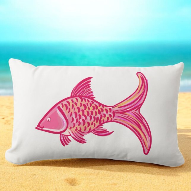 Almofada Lombar Preppy Pink Orange Fish  (Criador carregado)