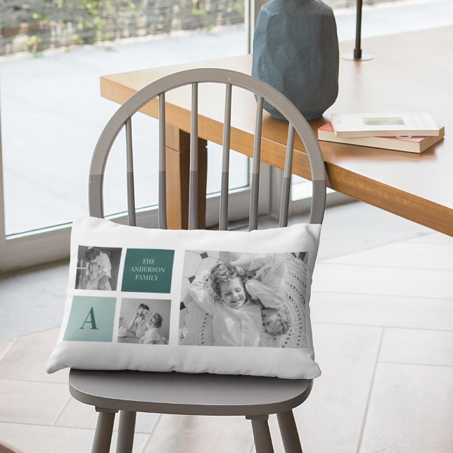 Almofada Lombar Presente de Foto de Colagem de Nome Personalizado  (Criador carregado)