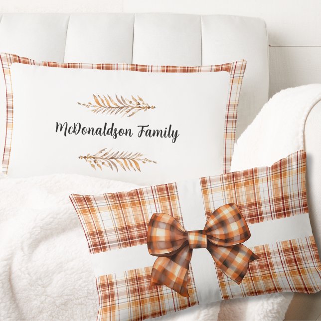 Almofada Lombar Presente Pai do Nome Personalizado Laranja Laranja (Vintage Brown Orange Personalized Name Parent Gift mom Lumbar Pillow boho rustic farmhouse elegant )