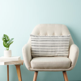 Almofada Lombar Preto Cinza Moderno Minimalista Listra Boho