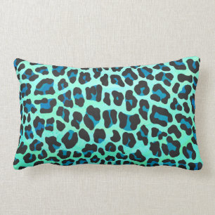 Almofada Lombar Preto do leopardo e impressão da cerceta