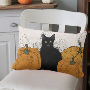 Almofada Lombar Preto Gato e Pumpkins Cair