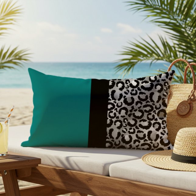 Almofada Lombar Preto-Prata-Teto de Impressão Leopardo com Bloco d (Criador carregado)