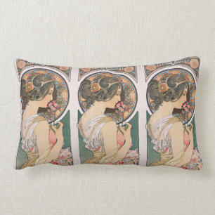 Almofada Lombar Prímula por Alphonse Mucha - arte Nouveau do