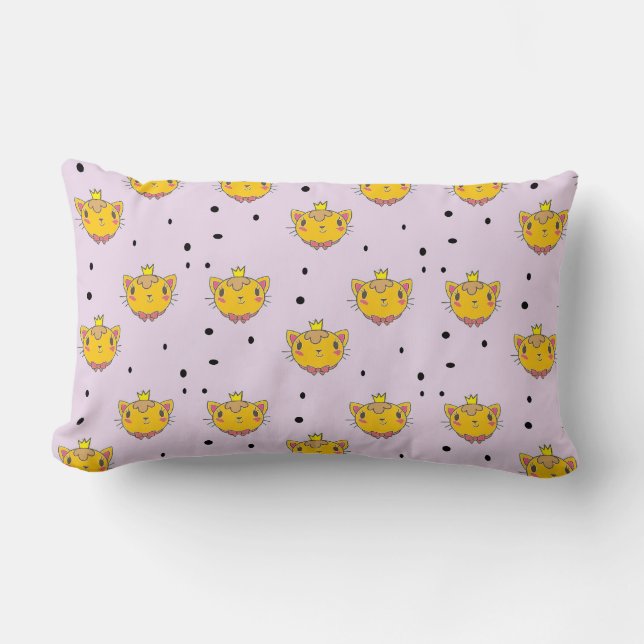 Almofada Lombar Princesa gatinha em roxo (Frente)