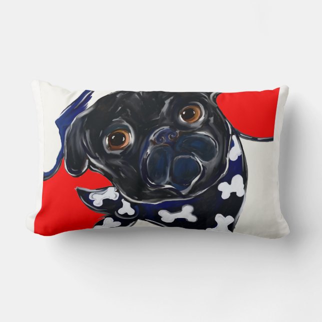 ALMOFADA LOMBAR PUG PRETO (Frente)