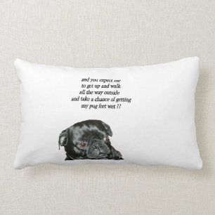 Almofada Lombar pug preto do travesseiro