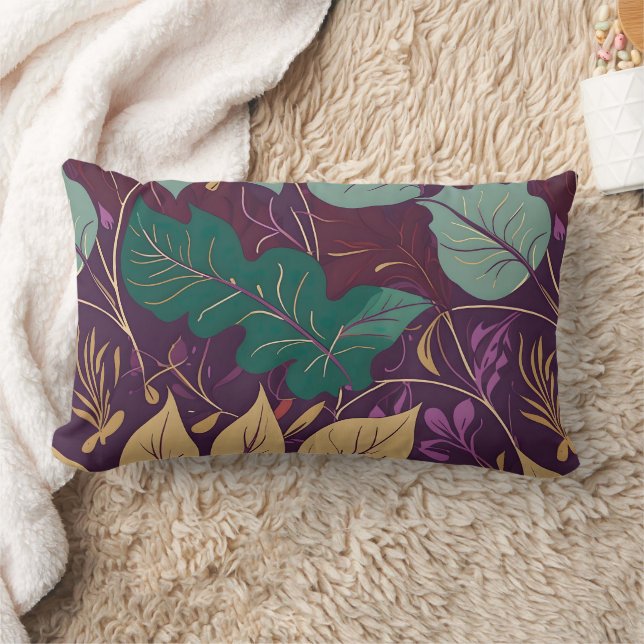 Almofada Lombar Purple Graceful Modern Leaf Print (Cobertor)