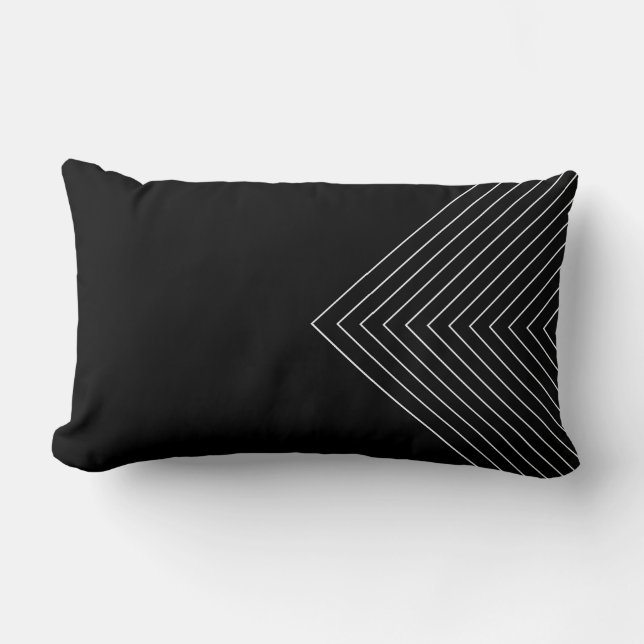Almofada Lombar Quadrados aninhados brancos e pretos (Frente)