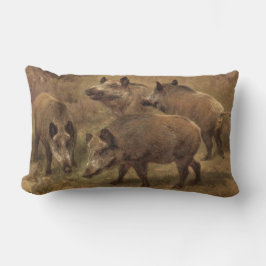 Almofada Lombar Quatro varrascos em uma paisagem pastosa (por Rosa