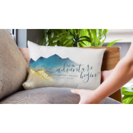 Almofada Lombar Que A Aventura Comece Um Casamento Dourado Azul De