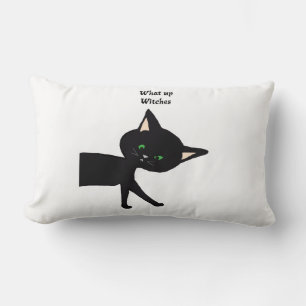 Almofada Lombar Que Bruxas! Gato Negro Engraçado com Olhos Verdes
