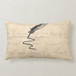 Almofada Lombar Quill da pena do escritor do vintage