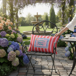 Almofada Lombar Quirky Sardines Can Red Pink Stripes Decor