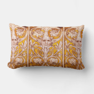 ALMOFADA LOMBAR RAIISSANCE GROTESQUE FACE, DOURADA FLORAL BRANCA