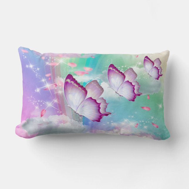 Almofada Lombar Rainbow fluffy Clouds Baby Girl (Frente)