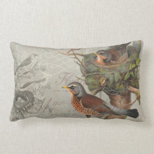 Almofada Lombar Raízes de Vintage Russas Nest Woodland Cinza Scri