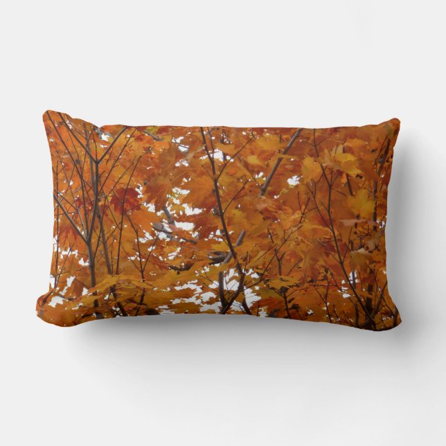 Almofada Lombar Ramais de Folhas de Maple I Orange Autumn (Frente)