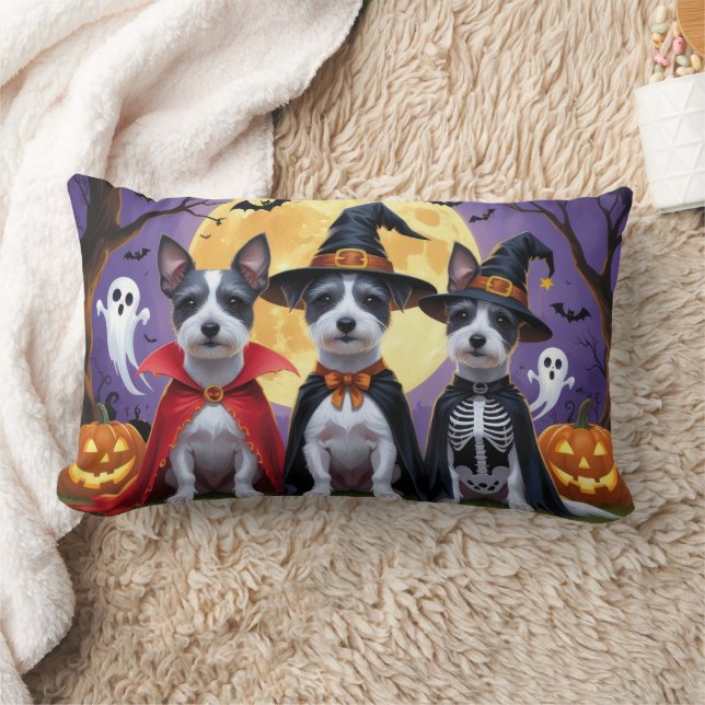 Almofada Lombar Rat Terrier Dogs Pumpkin Halloween Engraçado (Cobertor)