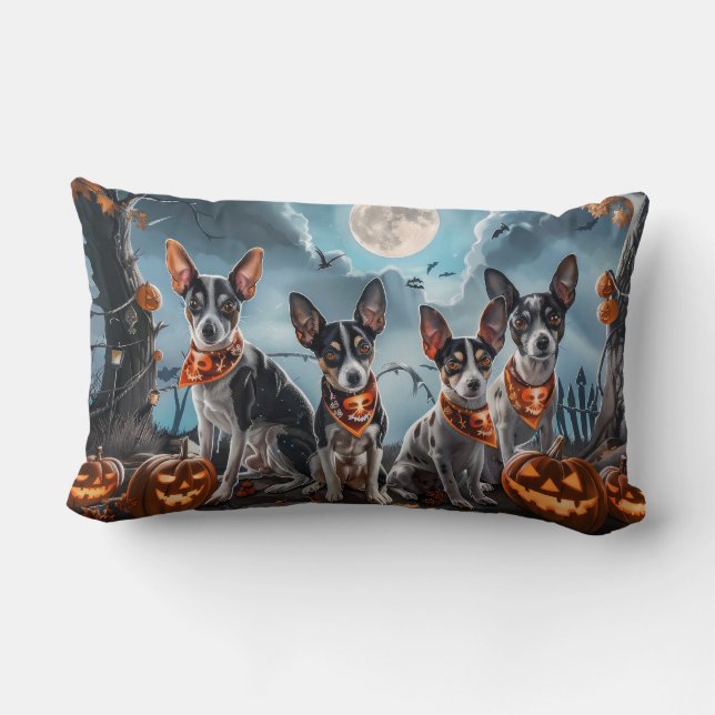 Almofada Lombar Rat Terrier Halloween Spooky (Verso)