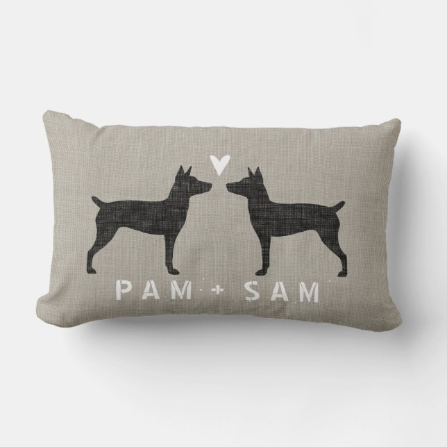 Almofada Lombar Rat Terrier Silhouettes Love - Personalize (Frente)