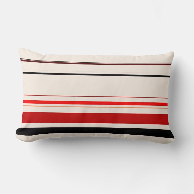 Almofada Lombar Red Black Beige Brown Stripes (Frente)